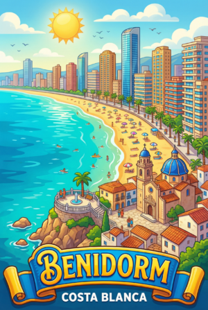 Benidorm Skyline — Spanish Manhattan Board