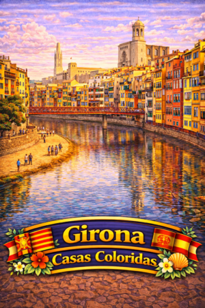 Girona Colorful Houses on River Onyar Board