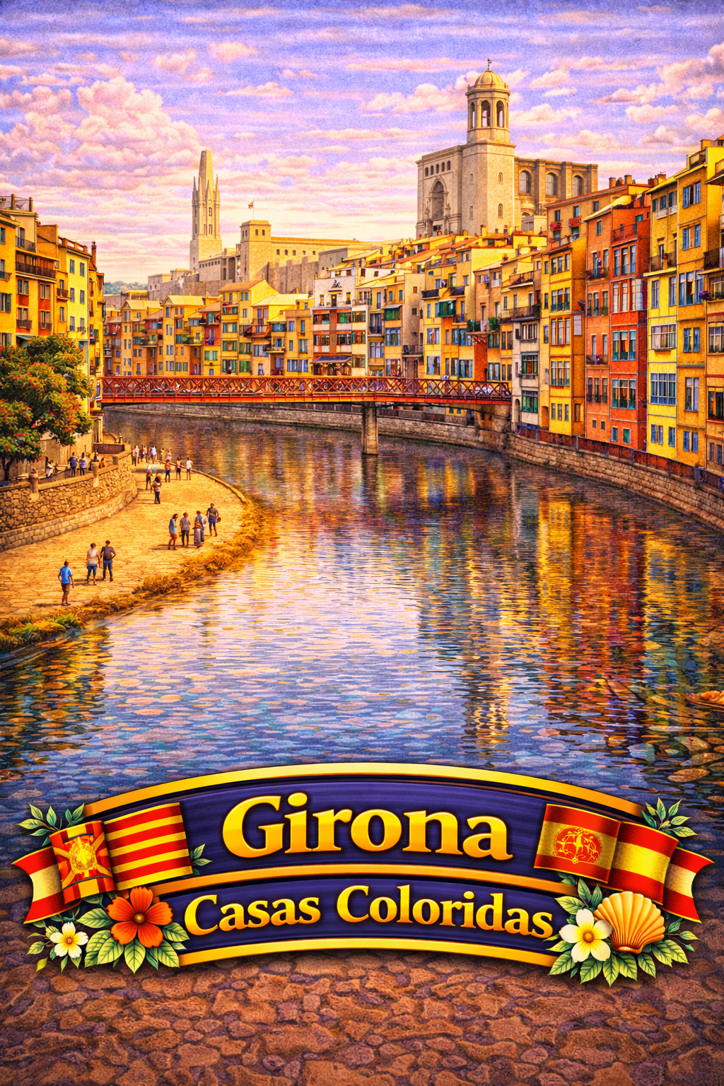 Girona Colorful Houses on River Onyar Board