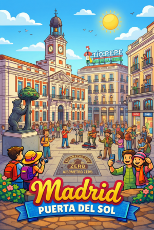 Madrid Puerta del Sol — Km Zero Souvenir Board