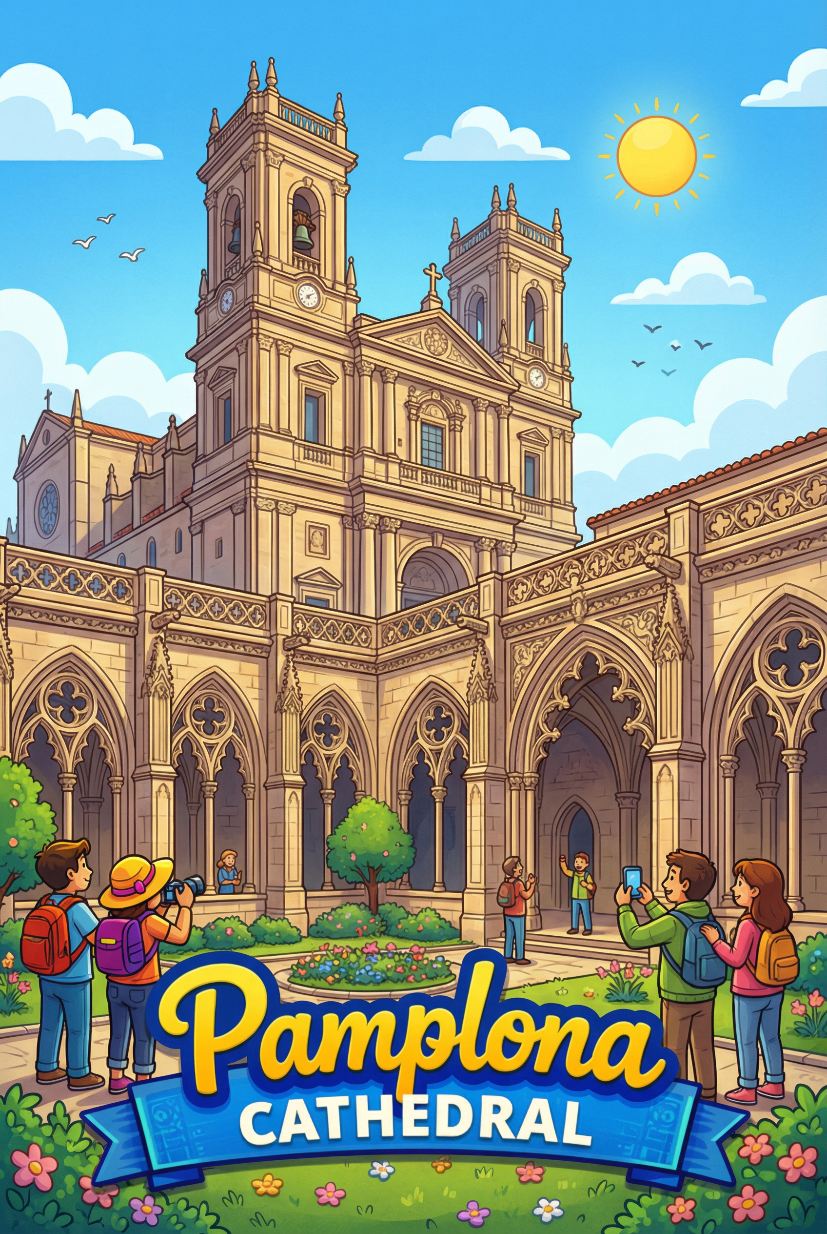 Pamplona Cathedral — Gothic Cloister Board