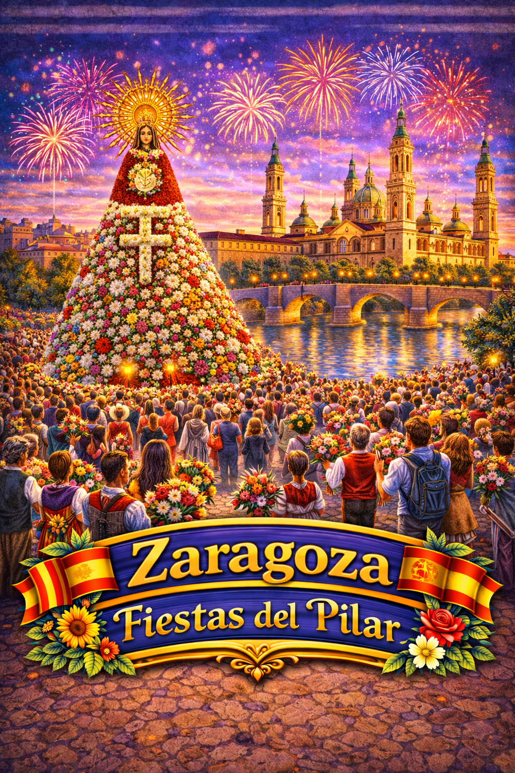 Zaragoza Puente de Piedra — Stone Bridge & Pilar Board