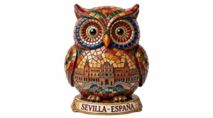 Seville Flamenco Owl Trencadís Fridge Magnet