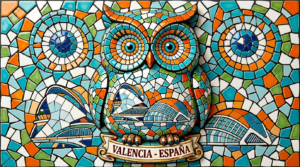 Valencia Arts Owl Trencadís Fridge Magnet