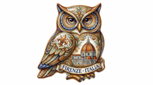 Florence Majolica Owl Souvenir Fridge Magnet