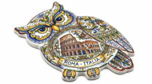 Rome Majolica Owl Souvenir Fridge Magnet