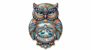 Venice Majolica Owl Souvenir Fridge Magnet